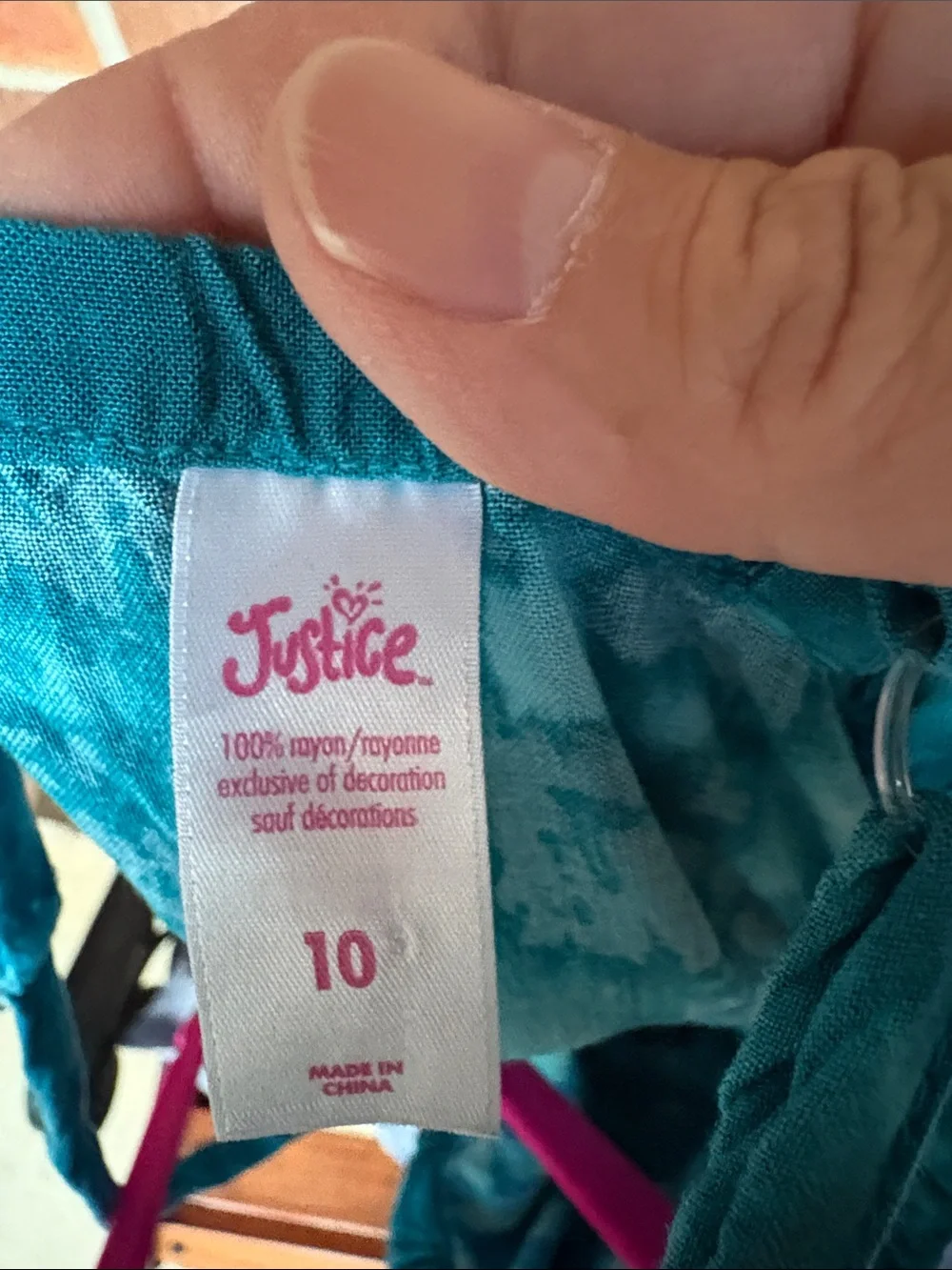 EUC Sz 10 girls Justice Teal Blue Tie-Dye Ruffle Romper